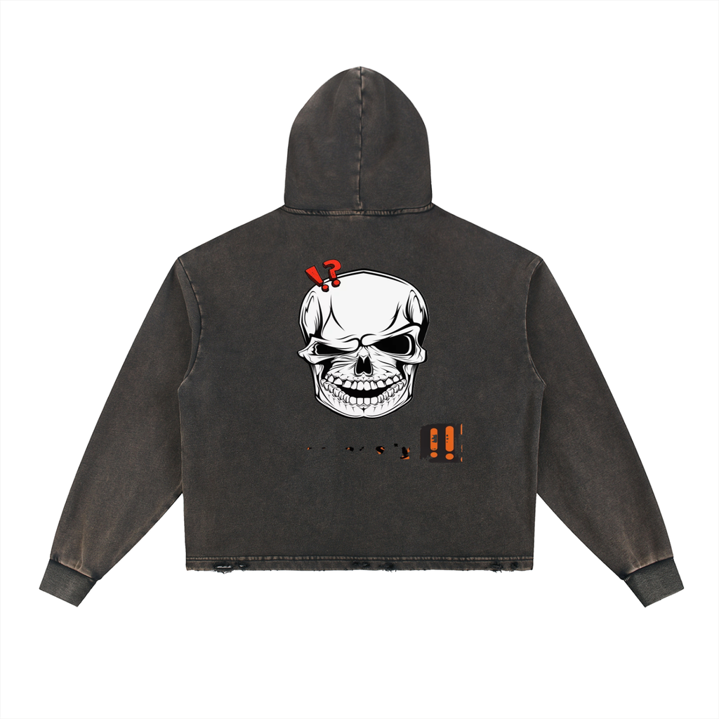 Vintage Washed Frayed-Hem Hoodie