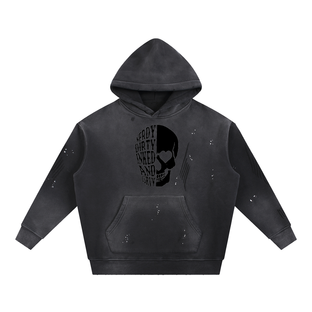 Vintage Washed Frayed Fleece Hoodie