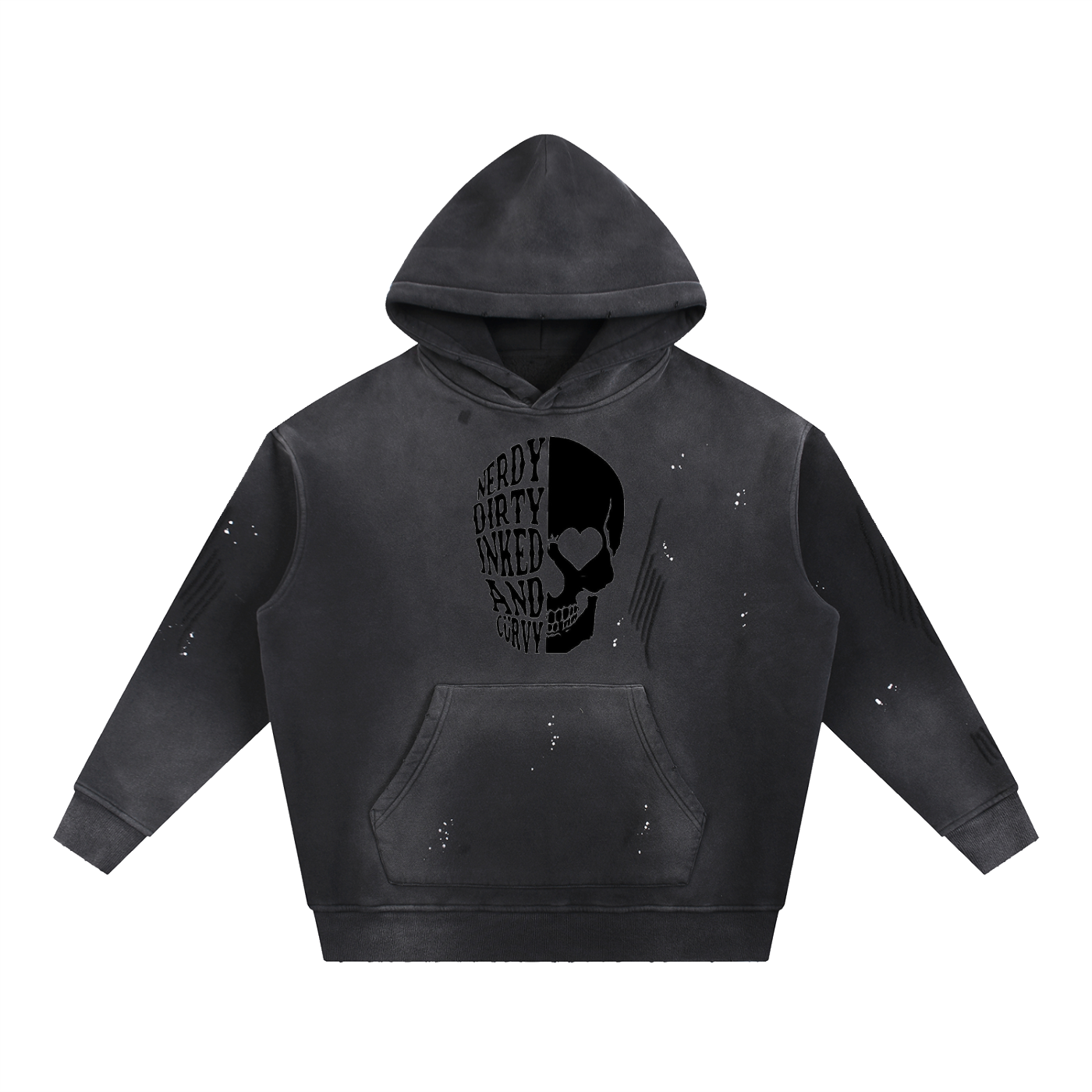 Vintage Washed Frayed Fleece Hoodie